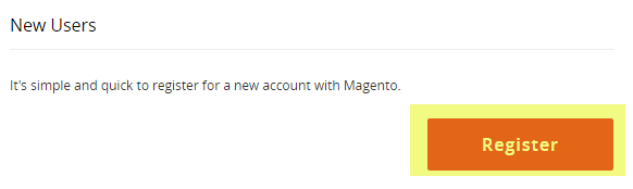 magento marketplace register button