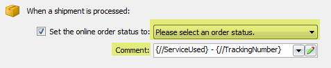 set online order status with comment