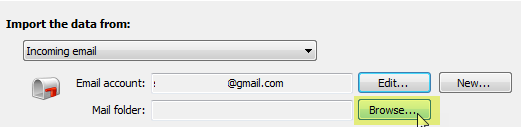 browse button email mail folder select