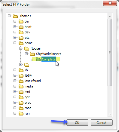generic file select complete folder after import ok button