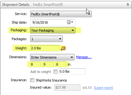 set shipment details for fedex smartpost