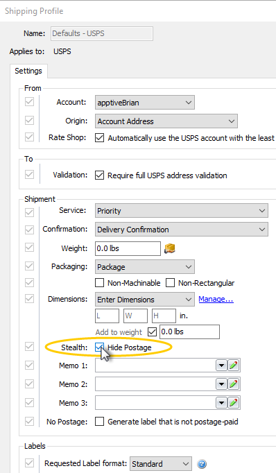 USPS Click And Ship Labels