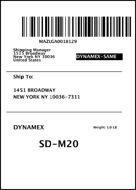 Dynamex sample label