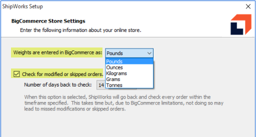 bigcommerce add store wizard weights and check for modified orders