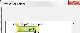 select the complete folder in windows after import generic file