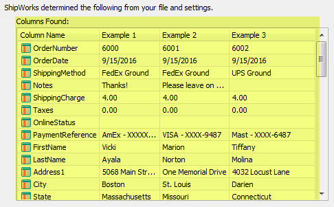 generic file map file columns found in import file