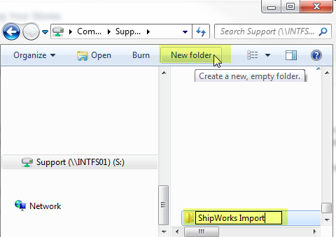 new folder button in windows