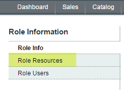 magento role resources selcted