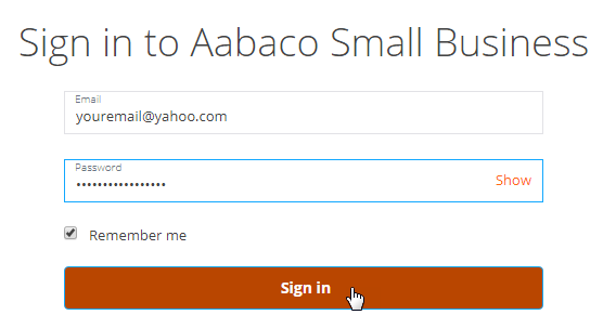 yahoo abaco log in screen