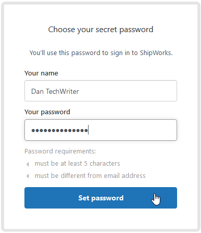 Setting a password for portal account