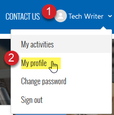 Portal Account selecting My Profile