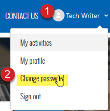 Portal account Change Password button