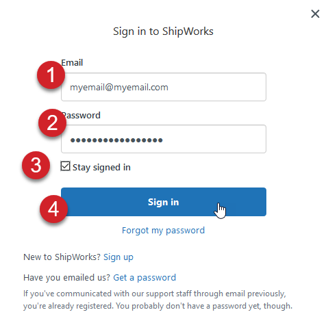 signing in to the support portal