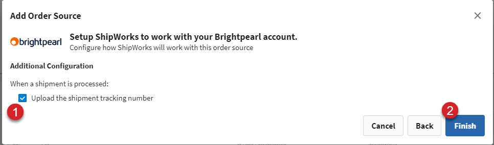 Upload tracking info to Brightpearl option.