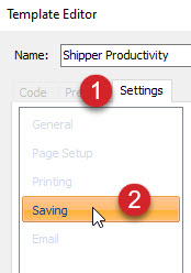 Select the Settings tab, then the Saving link.