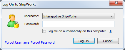 shipworks software login screen