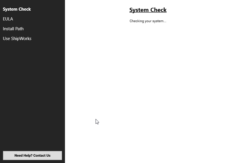 Install ShipWorks wizard: System Check