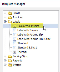 Locate and Select the Commercial Invoice template