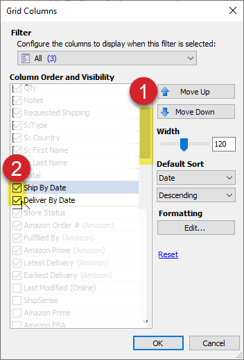 Enable the Ship by Date and Deliver by Date columns