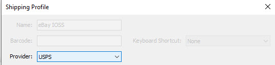 Selecting USPS from the Provider drop-down menu on the Shipping Profile screen