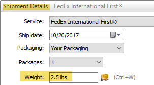 weight shipment details fedex international