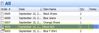 select order on the orders grid