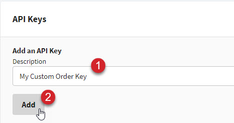 Add API key description. Then, click the Add button.