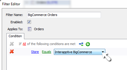 filter condition store equals bigcommerce