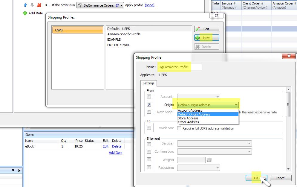 select default origin address for UPS shipping rule
