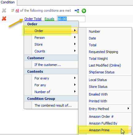 filter condition order amazon prime
