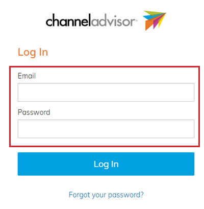 The channel advisor login screen is shown.