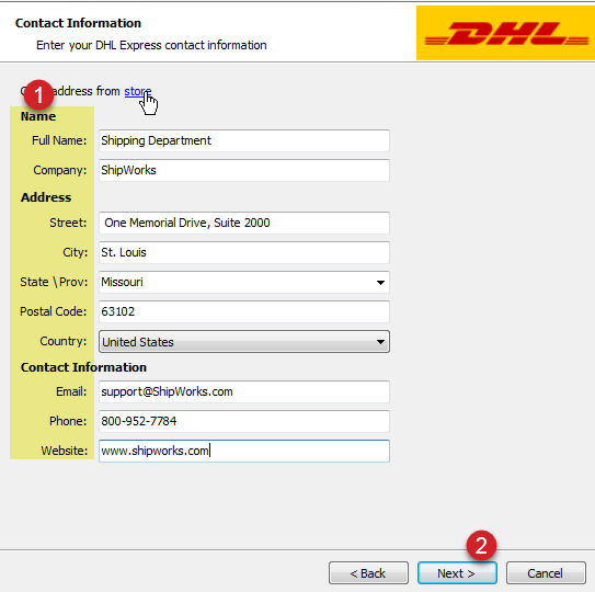 dhl contact information