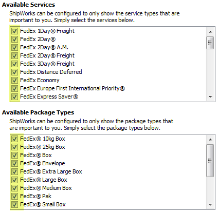 fedex available services and package types