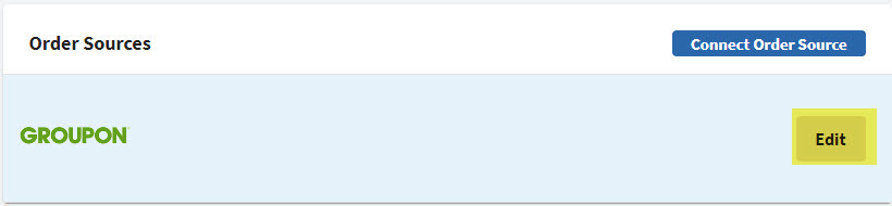 Edit button to the right of Groupon in the Order Sources.