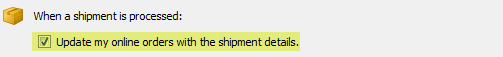 update my online order with shipment details markup